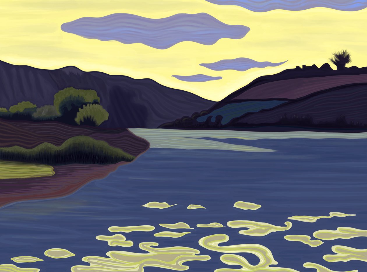 Lakeside, léto, 2025 (digitální umění) od Evan Sklar