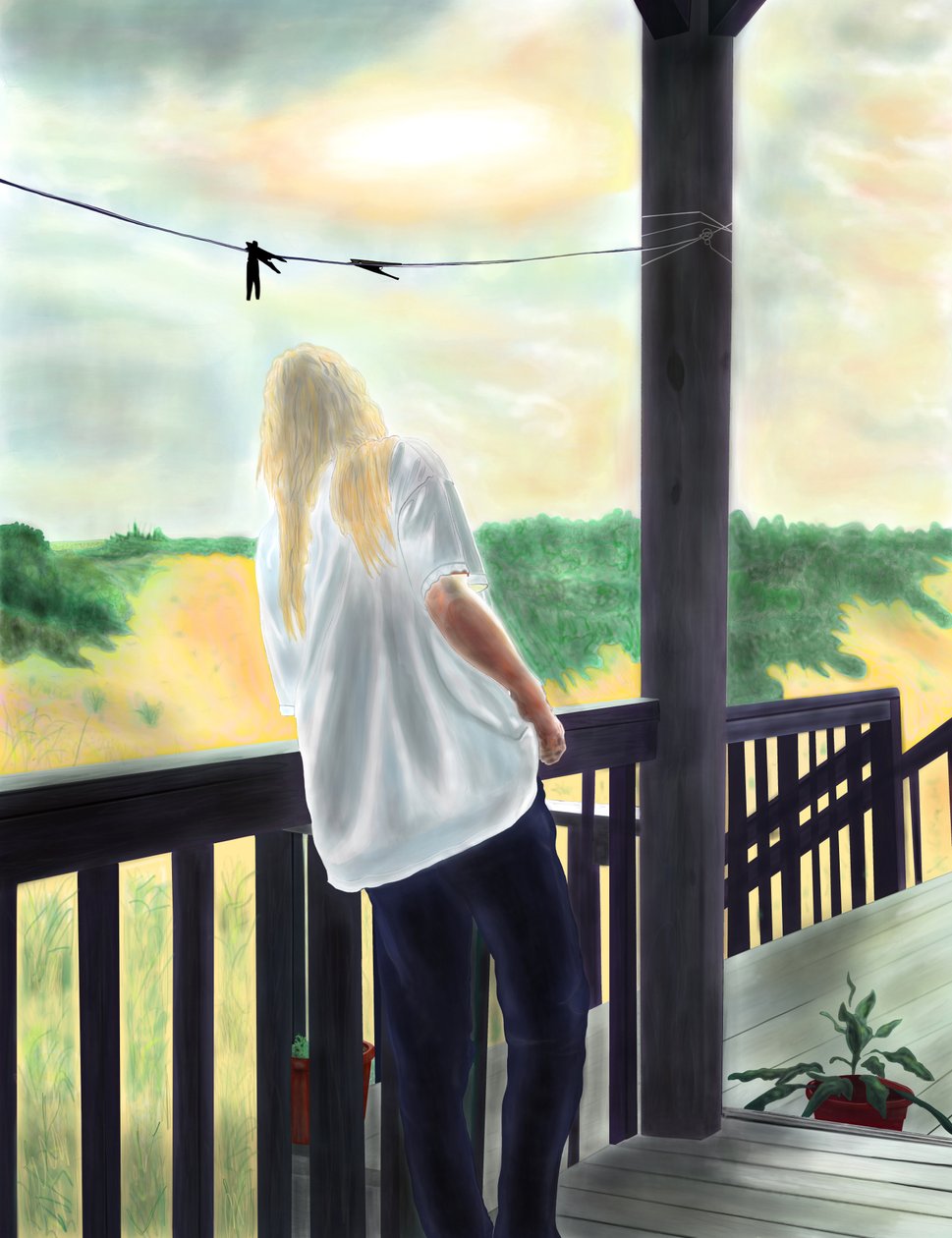 Slečna Penny na verandě, North Swan Beach (digitální umění) od Evan Sklar