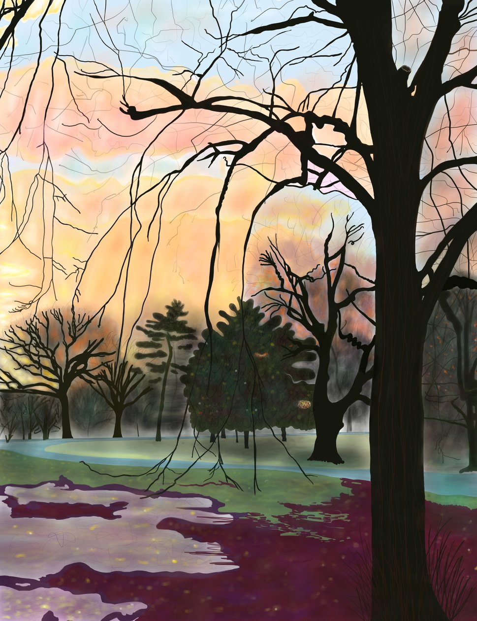 Prospect Park, Stromy (digitální umění) od Evan Sklar