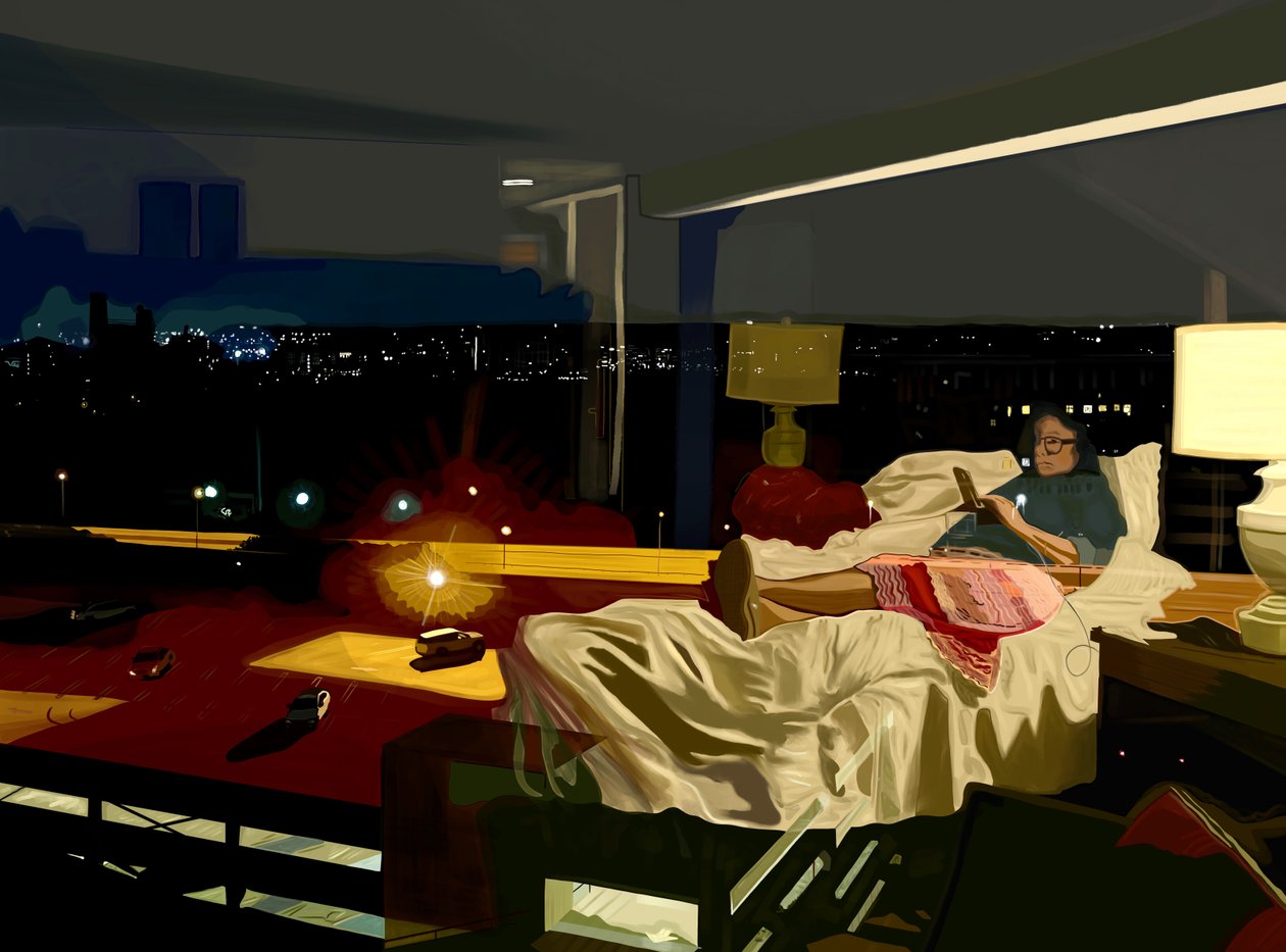 Richmond, Virginia, Hotel At Night, 2025 (digitální umění) od Evan Sklar