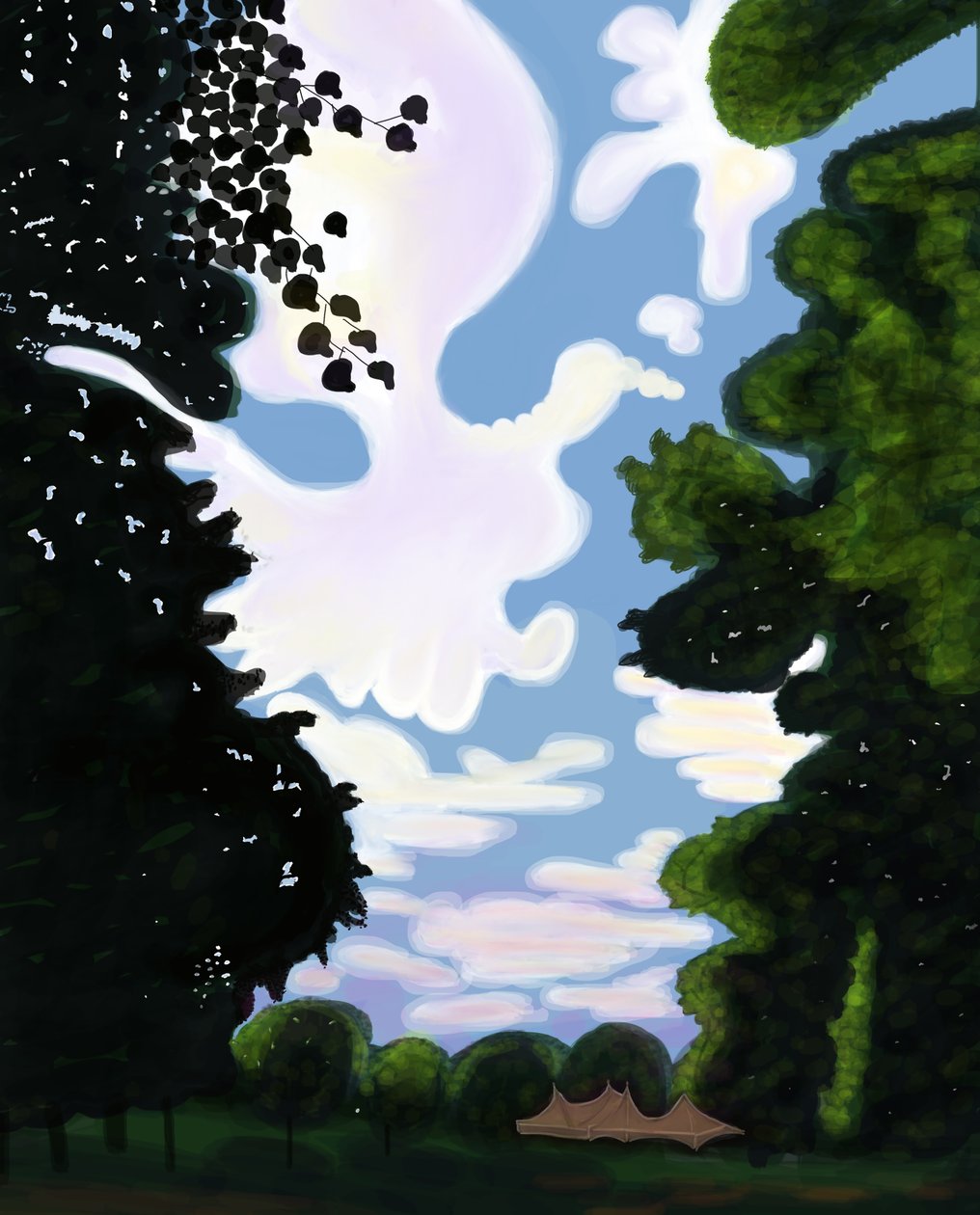 Stan a obloha, Prospect Park 2018 (nakresleno ručně na iPadu tužkou Apple) od Evan Sklar