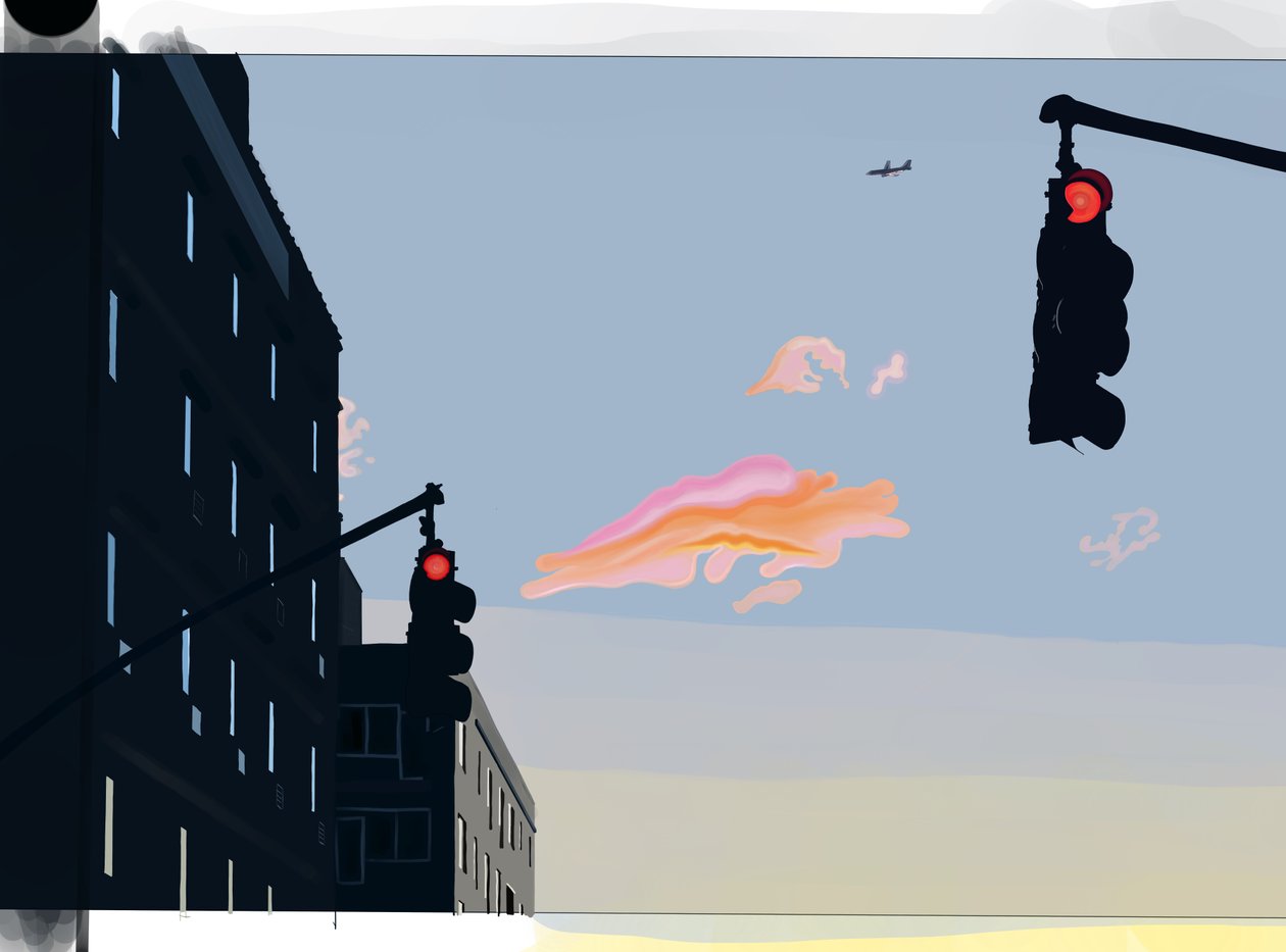 Pohled na oblohu na křižovatce Gowanus (digitální umění) od Evan Sklar