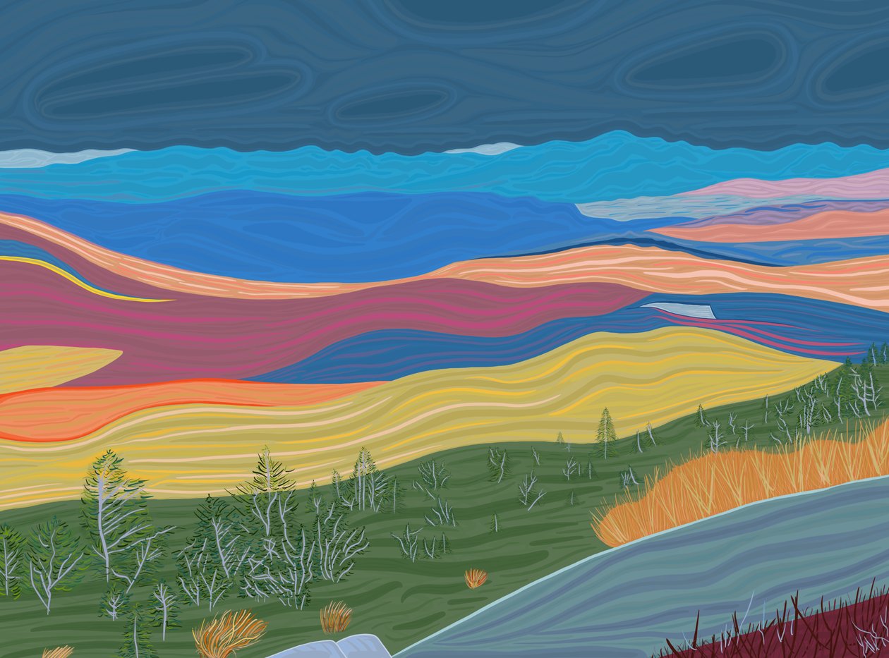 Pohled na Catskill Mountains na podzim (digitální umění) od Evan Sklar