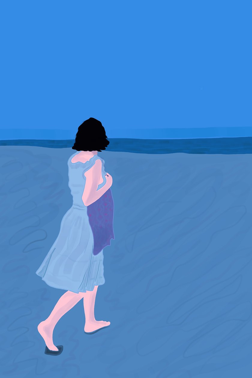 Žena na pláži Fire Island (digitální umění) od Evan Sklar