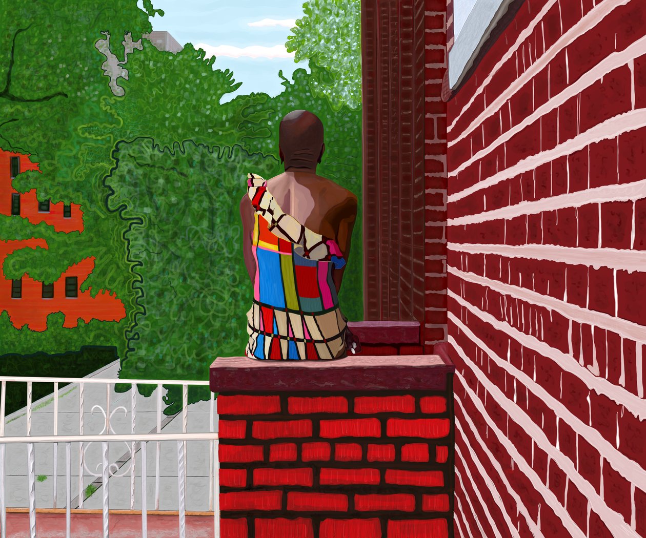 Žena sedící v Crown Heights, léto (digitální umění) od Evan Sklar