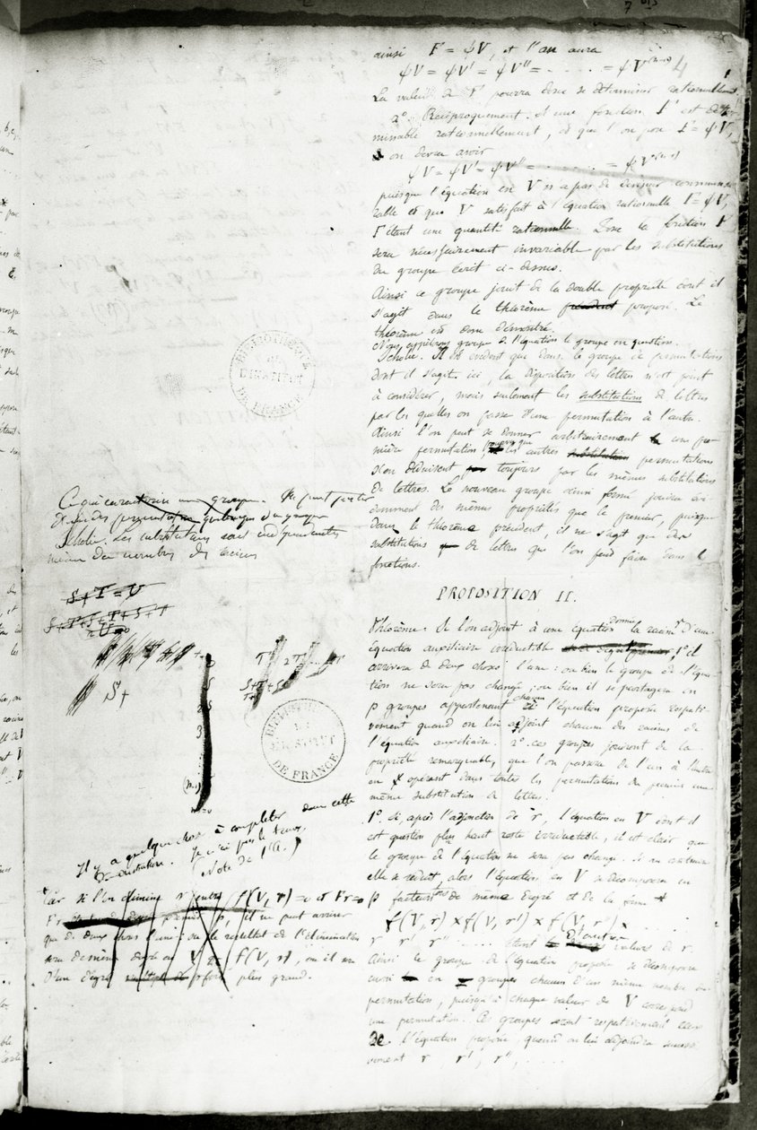 Ms 2108 f.4 Spisy o podmínkách řešení rovnice radikály, 1832 (viz také 237127) od Evariste Galois