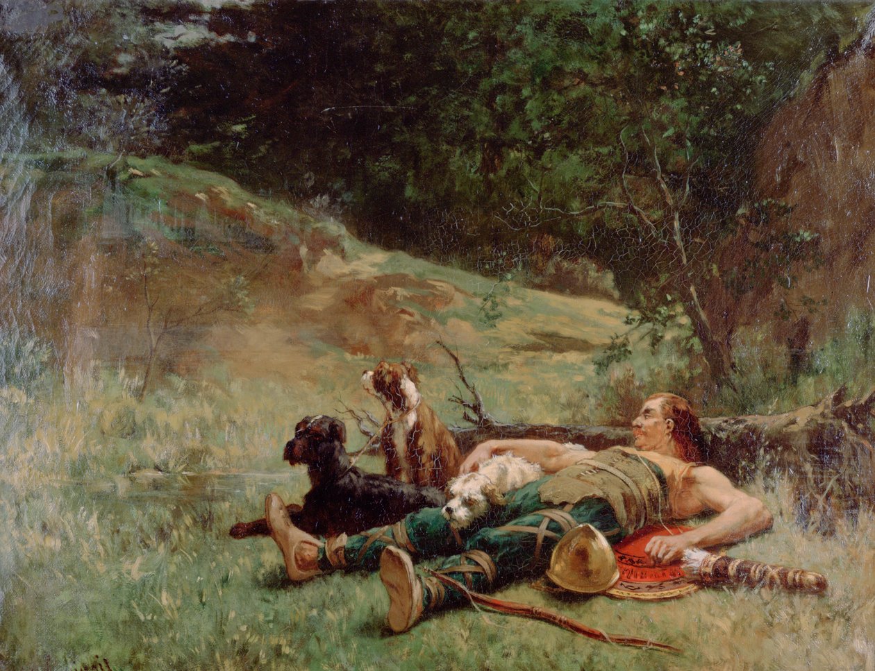 Zbytek lovce se psy, c1842-1896 od Evariste Vital Luminais