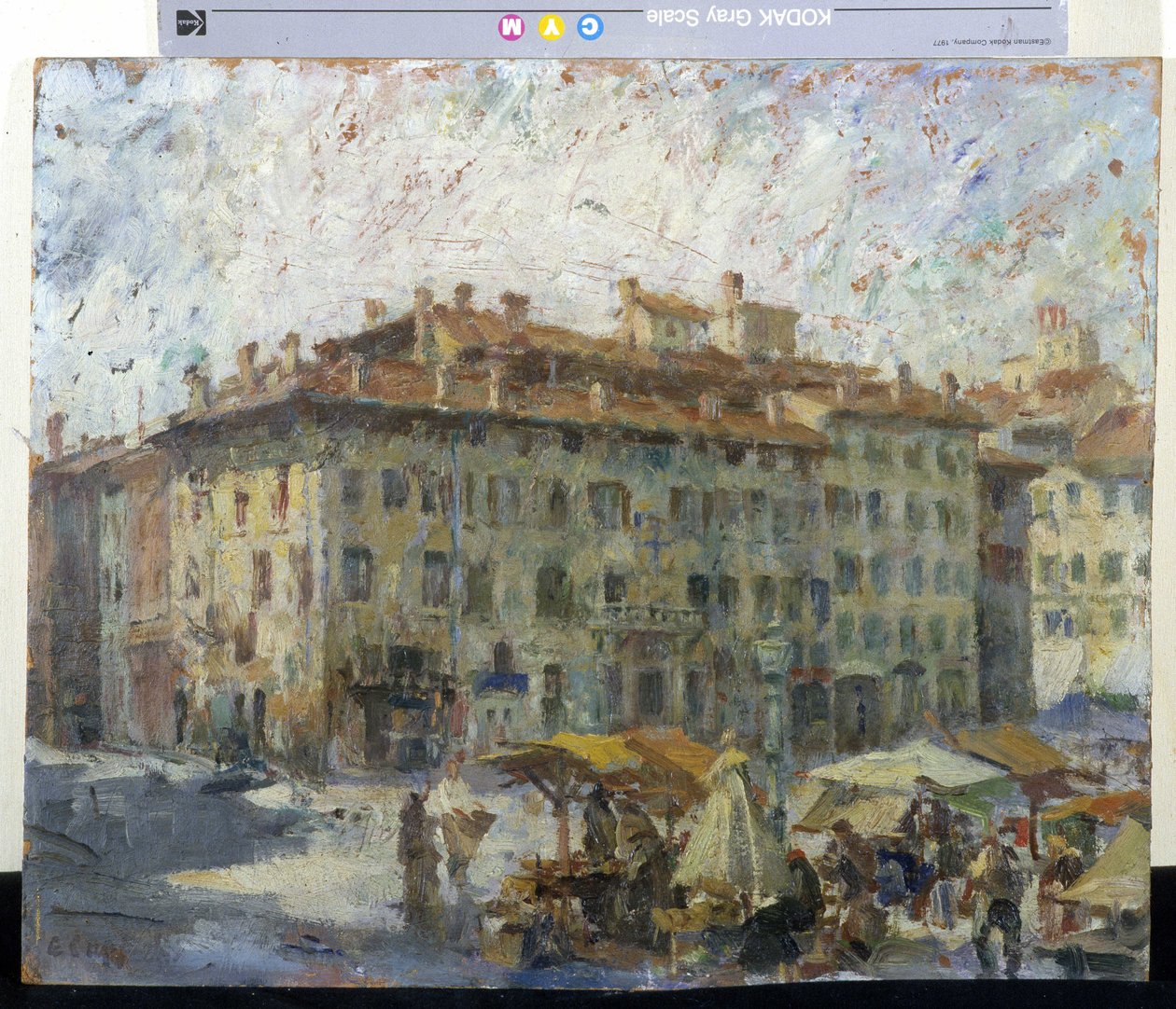 Trh na Piazza Grande v Modeně (březen na Piazza Grande v Modene) (olej na plátně) od Evaristo Cappelli
