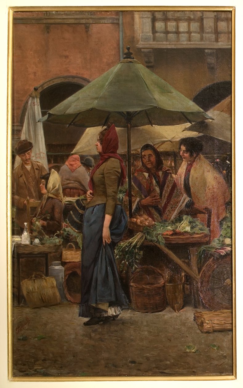 Piazza delle Erbe 1892 (olej na plátně) od Evaristo Cappelli