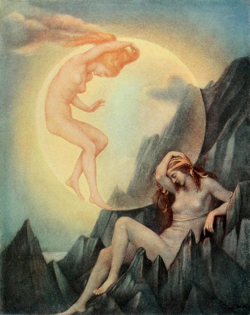  Spící země a probouzející se Měsíc od Evelyn De Morgan
