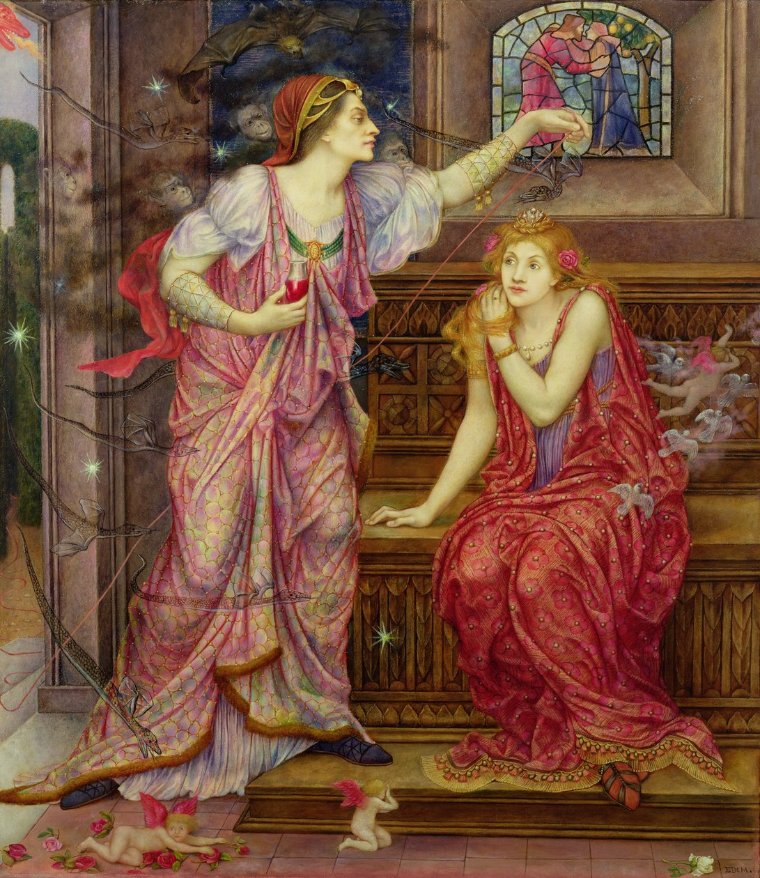 Královna Eleanor a Fair Rosamunda od Evelyn De Morgan