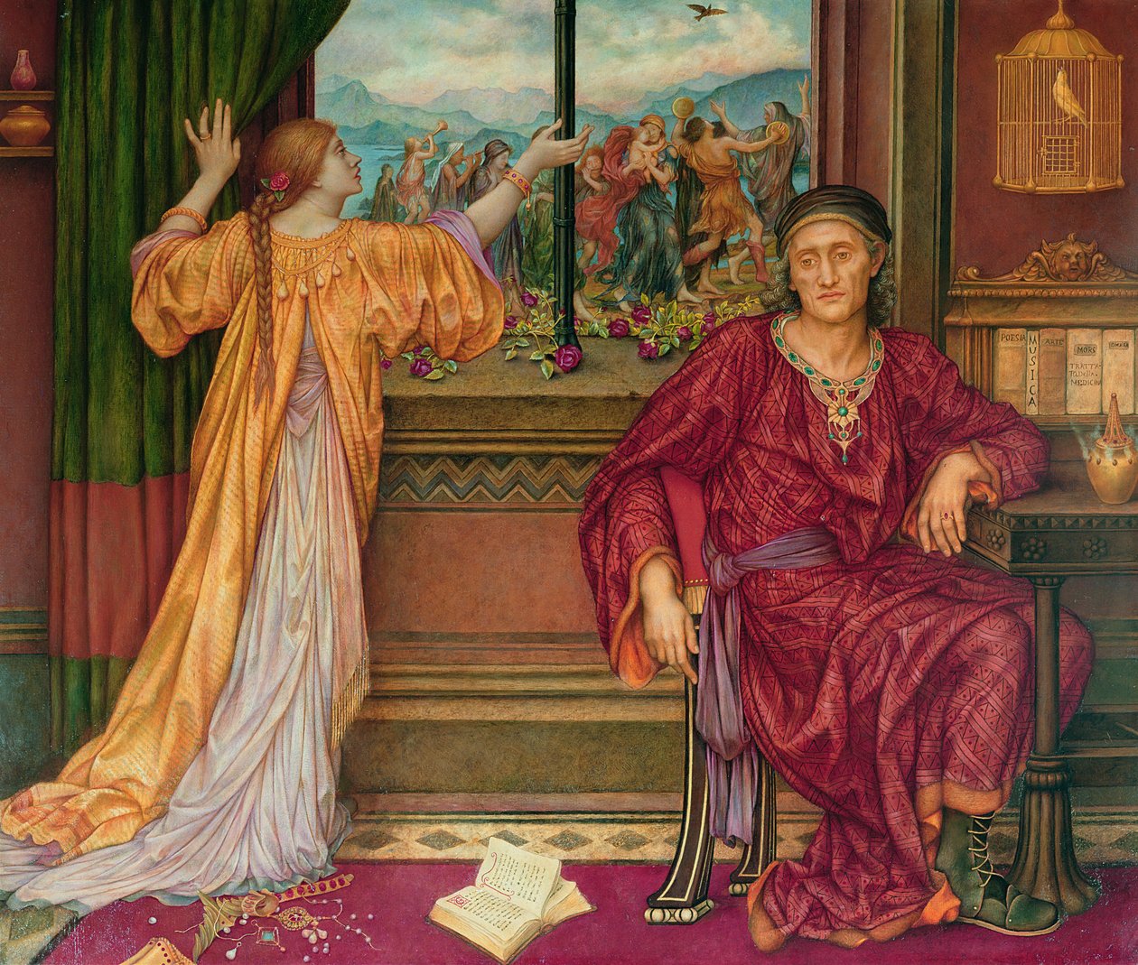 La cage doree - Pozlacená klec , De Morgan, Evelyn (1855-1919). Olej na plátně, Mezi lety 1900 a 1919. Galerie Watts od Evelyn De Morgan