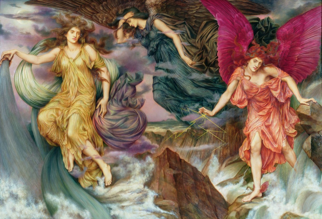 Les esprits de la tempete - The Storm Spirits, De Morgan, Evelyn (1855-1919). Olej na plátně, c. 1900. Galerie Watts od Evelyn De Morgan