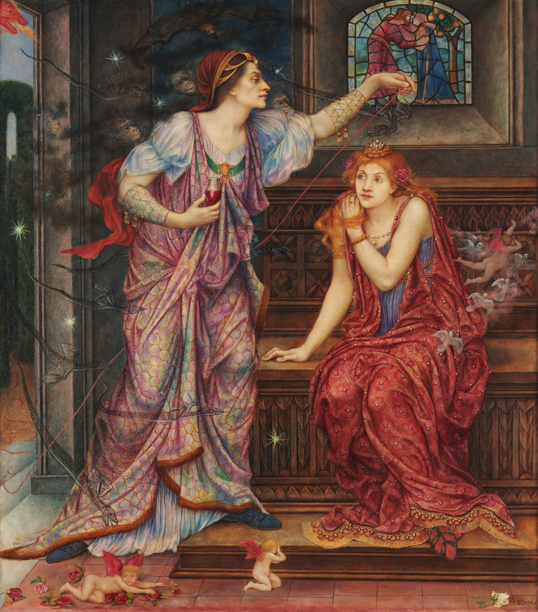 Královna Eleanor  amp; Fair Rosamund od Evelyn De Morgan