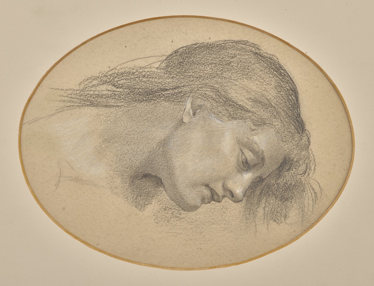 Studie k filmu Měsíční paprsky se noří do moře (tužka) od Evelyn De Morgan