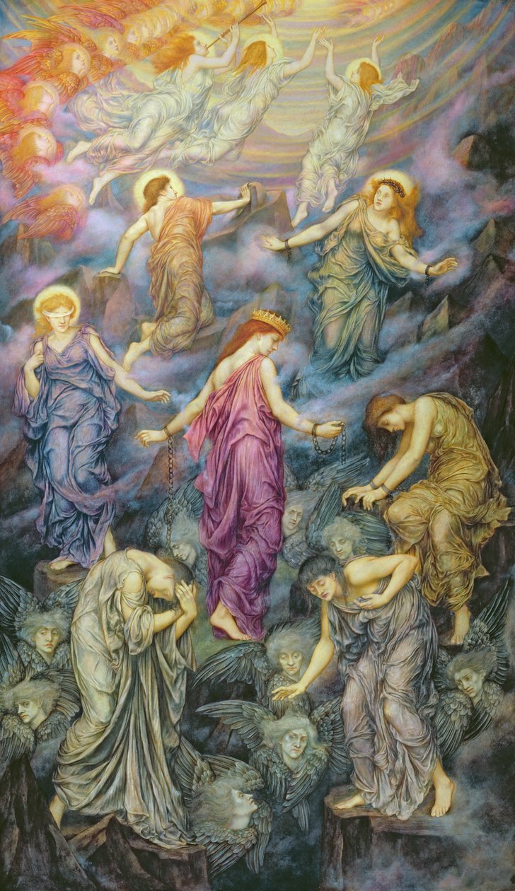 Království nebeské trpí násilím (olej na plátně) od Evelyn De Morgan