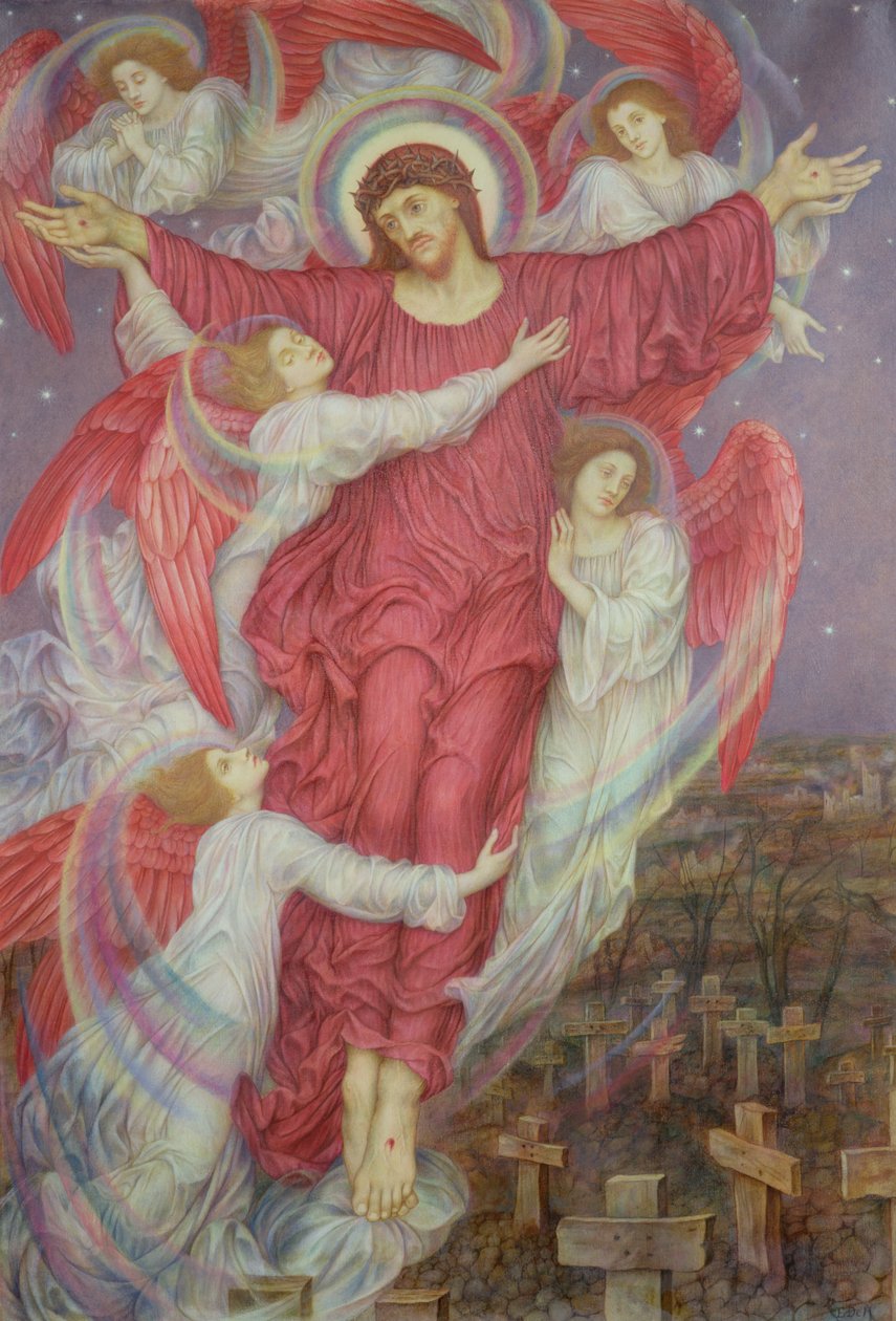 Červený kříž (Alegorie flanderských válečných hrobů), kolem roku 1916 od Evelyn De Morgan