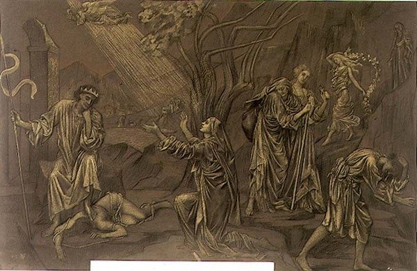 Údolí stínů, kolem roku 1899 (pastel, křída na papíře) od Evelyn De Morgan