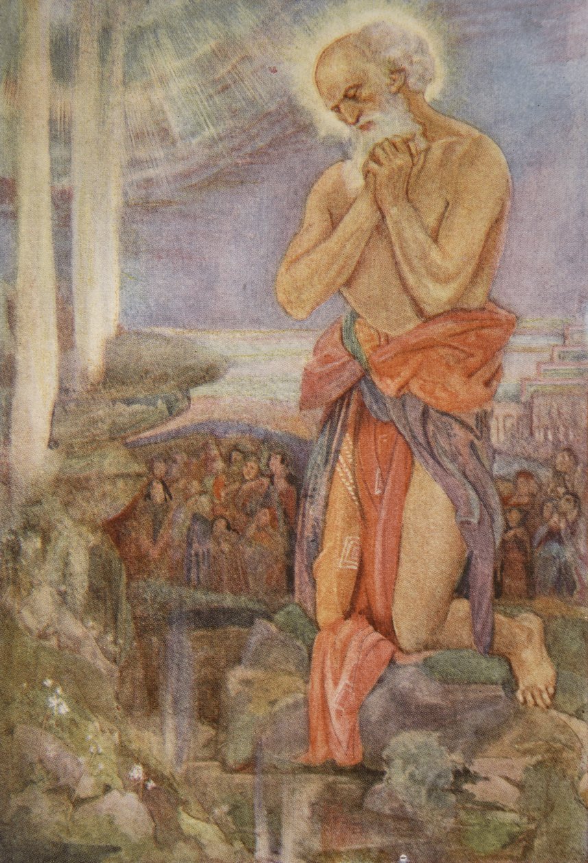 Elijáš vítězí nad Baalovými kněžími, ilustrace z „Mýtů a legend o Babylónii a Asýrii“ od Lewise Spence od Evelyn Paul