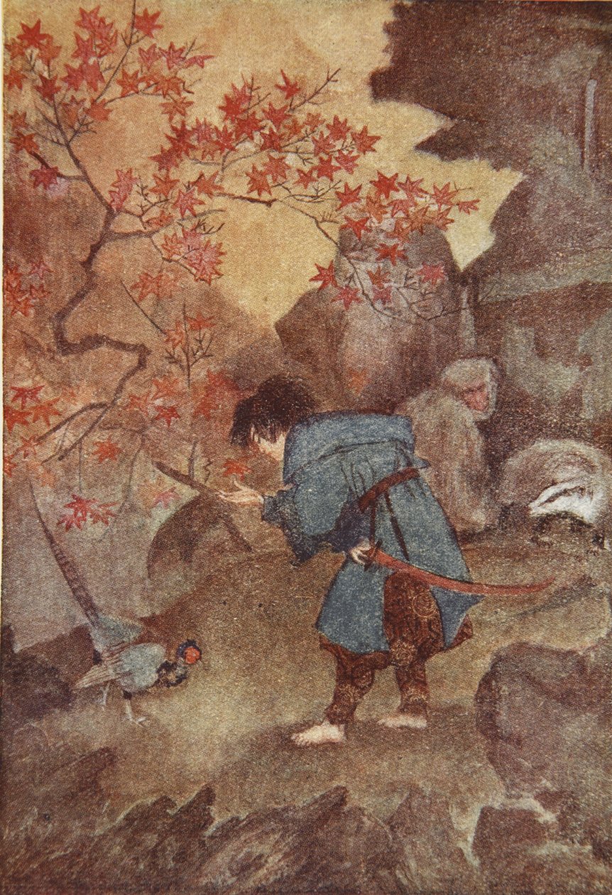 Momotaro a bažant, ilustrace z 