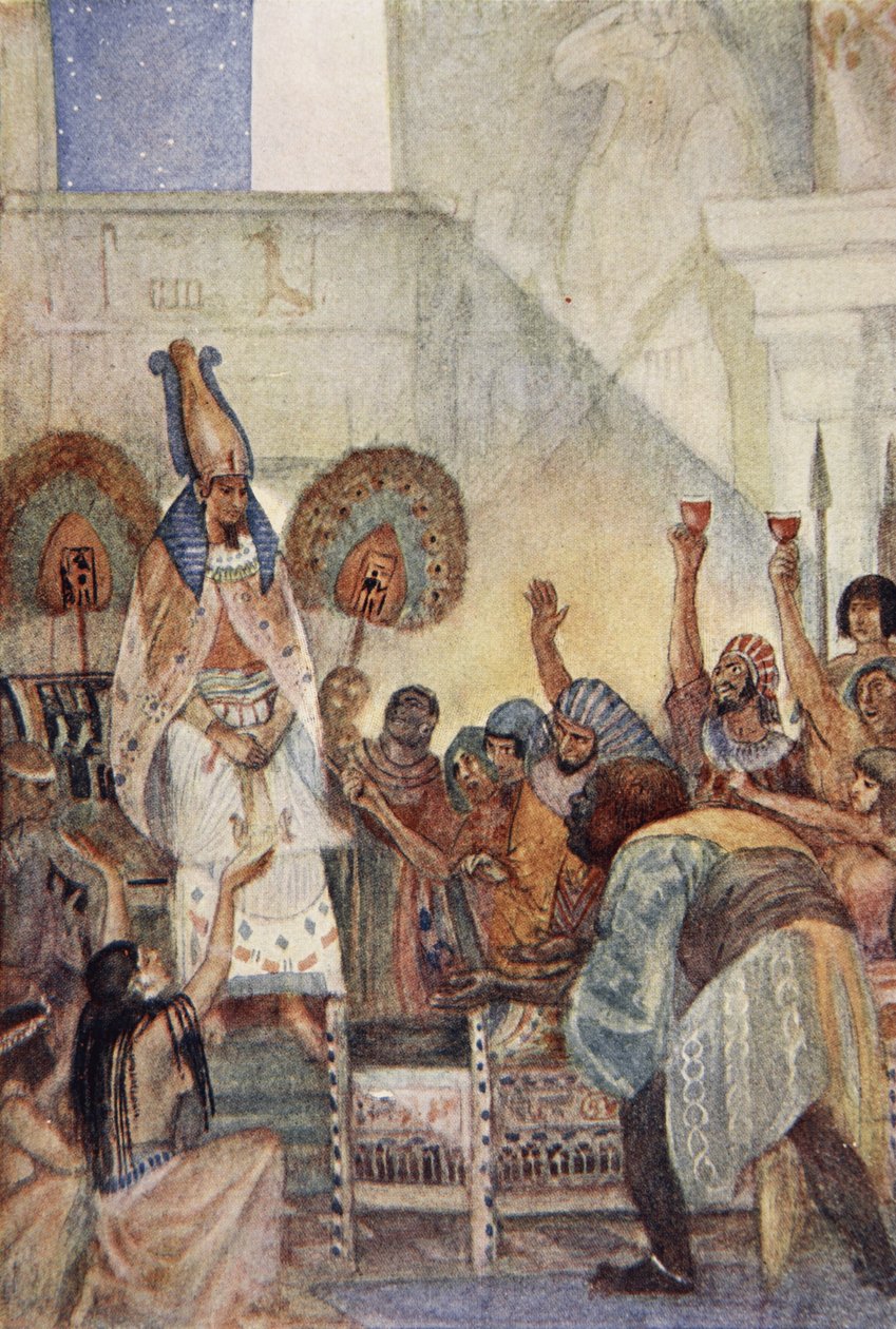 Osiris oklamal hruď, ilustrace z „Mýtů starověkého Egypta“ od Lewise Spence od Evelyn Paul