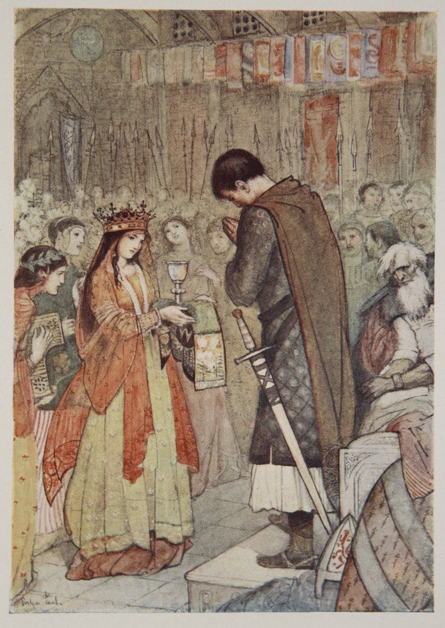 Parzival se modlí o vedení z „Mýtů a legend středověku“ od H.A. Guerber od Evelyn Paul