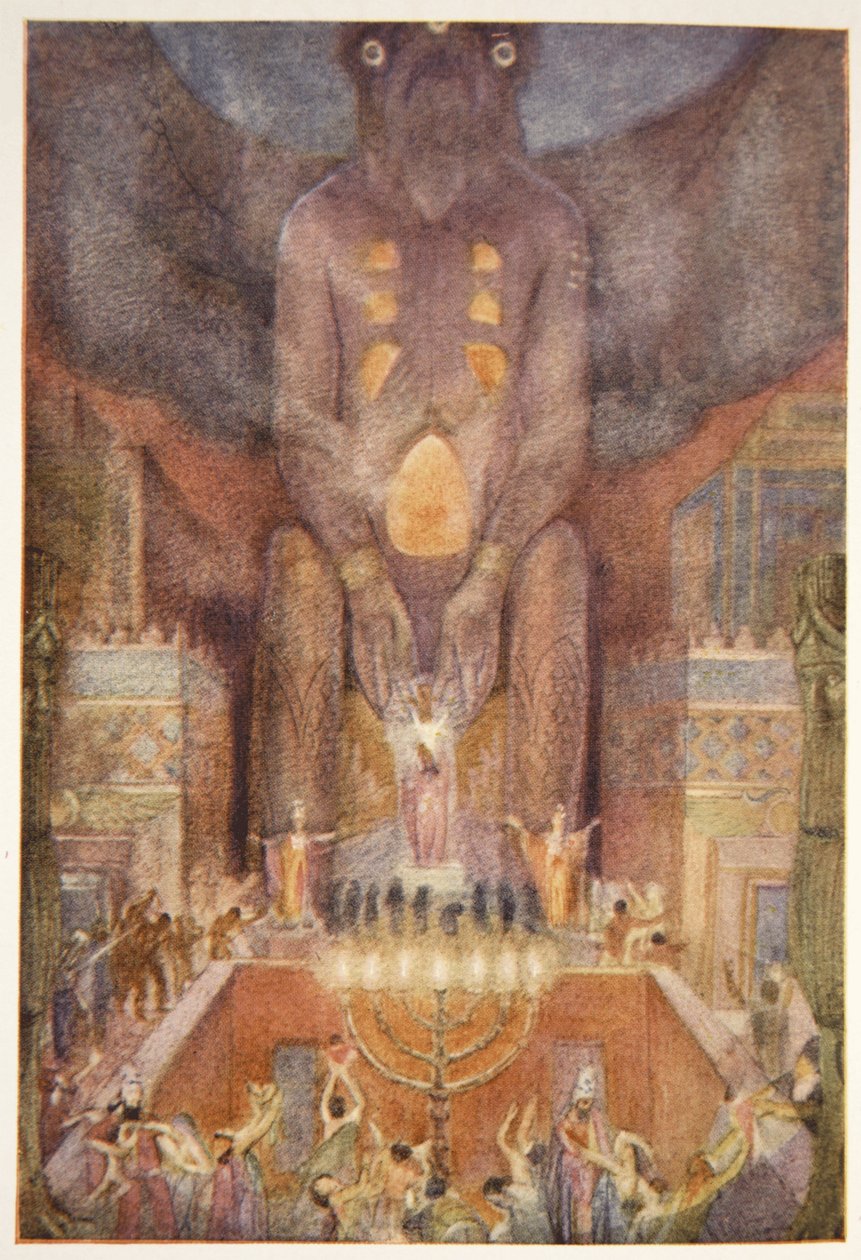 Obětovat Belovi, frontispis z „Mýtů a legend Babylónie a Asýrie“ od Lewise Spence od Evelyn Paul
