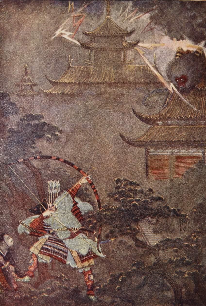 Yorimasa zabíjí monstrum, ilustrace z 