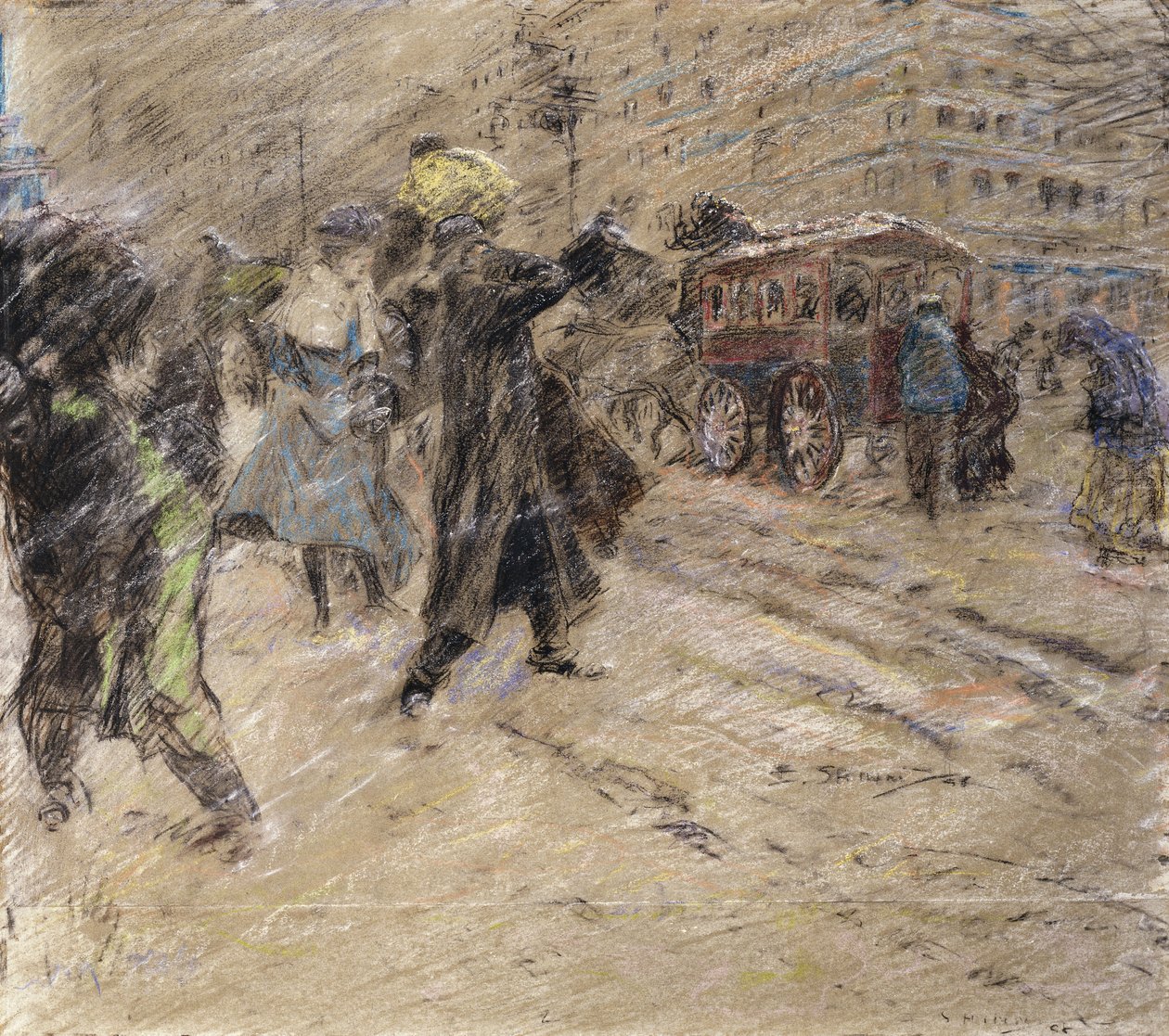 Sněhová bouře, Madison Square, New York od Everett Shinn