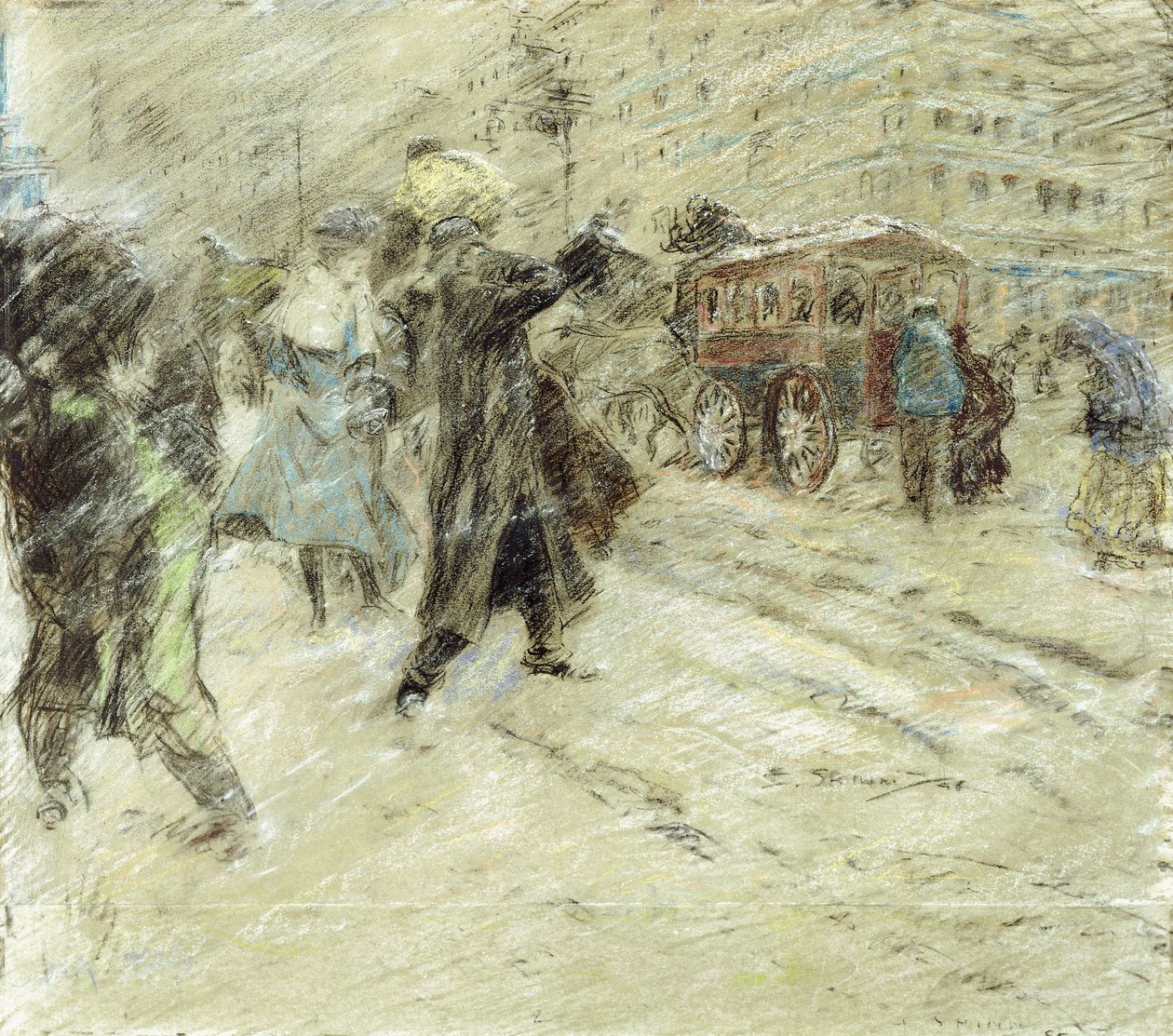 Sněhová bouře, Madison Square, New York od Everett Shinn
