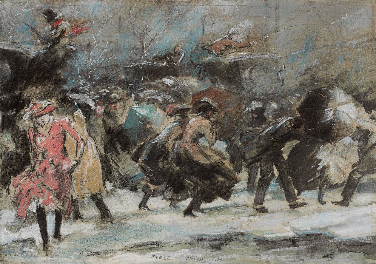 Sněhová bouře Broadway od Everett Shinn