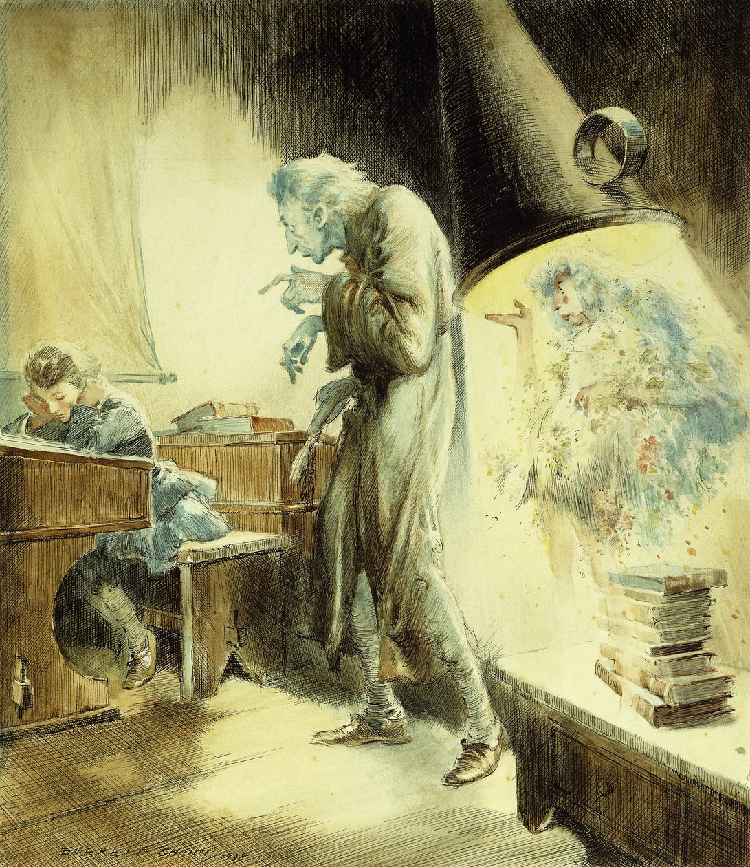 Duch minulých Vánoc: Scrooge ve škole od Everett Shinn