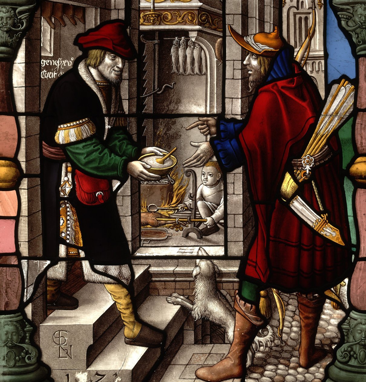 Esau se vzdává práva k narození; Jacob a Esau s Bowl of Pottage od Everhard Rensig