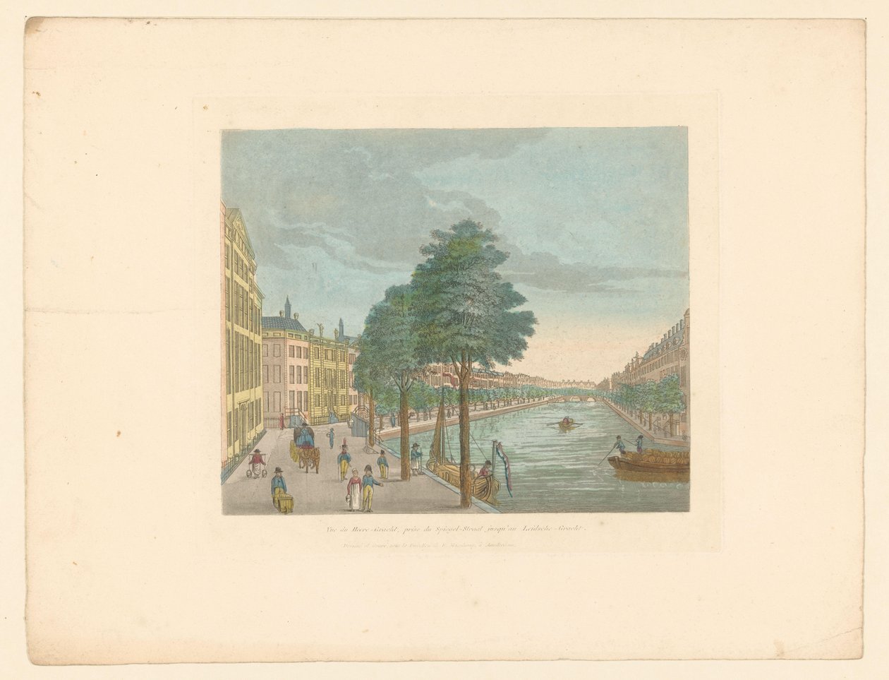 Pohled na Herengracht na Spiegelstraat v Amsterdamu Vue du Heere-Gracht, cena du Spiegel-Street jusqu