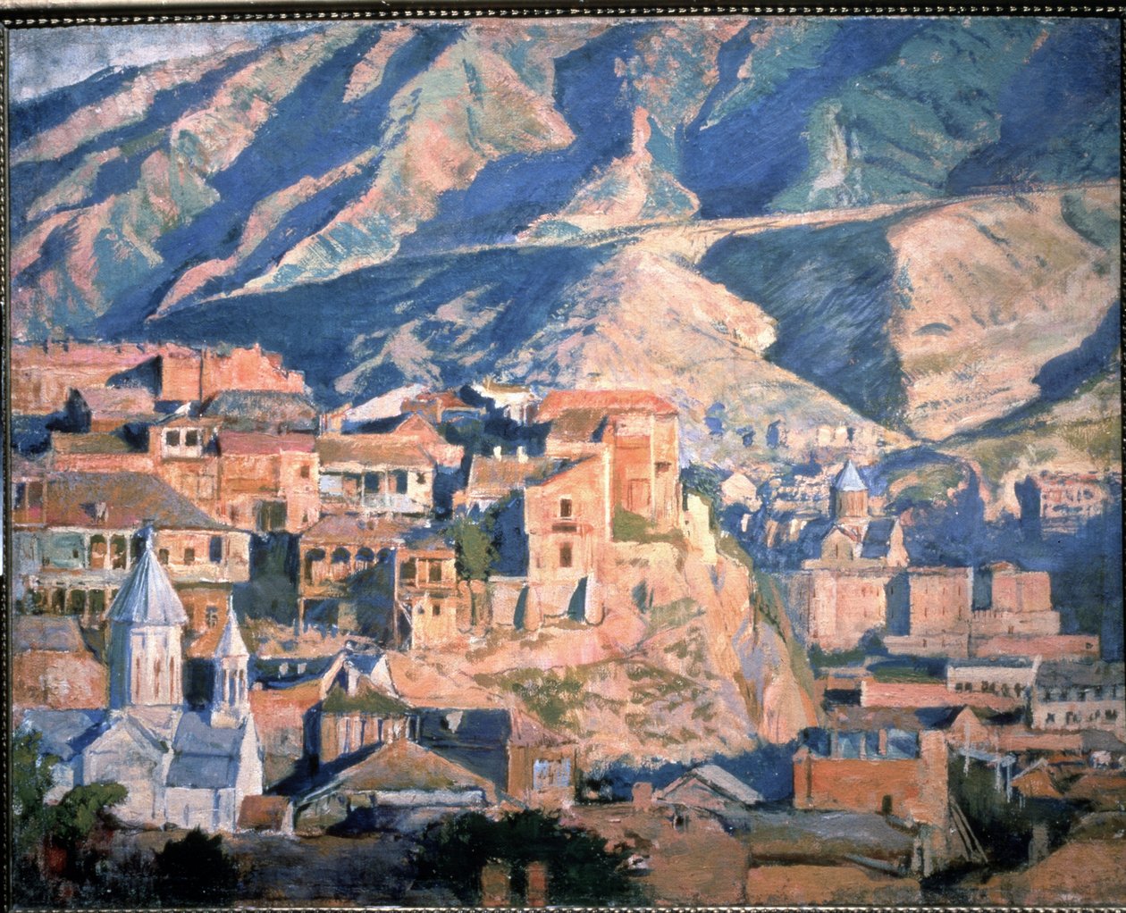 Tbilisi (Gruzínská republika) (Tiflis) - Pohled na město na Kavkaze, v krajině skalnatých hor - Obraz Evgeny Evgenyvich Lanceray (Eugene Lansere) (1875-1946), olej na plátně od Evgeni Evgenievitch Lanceray