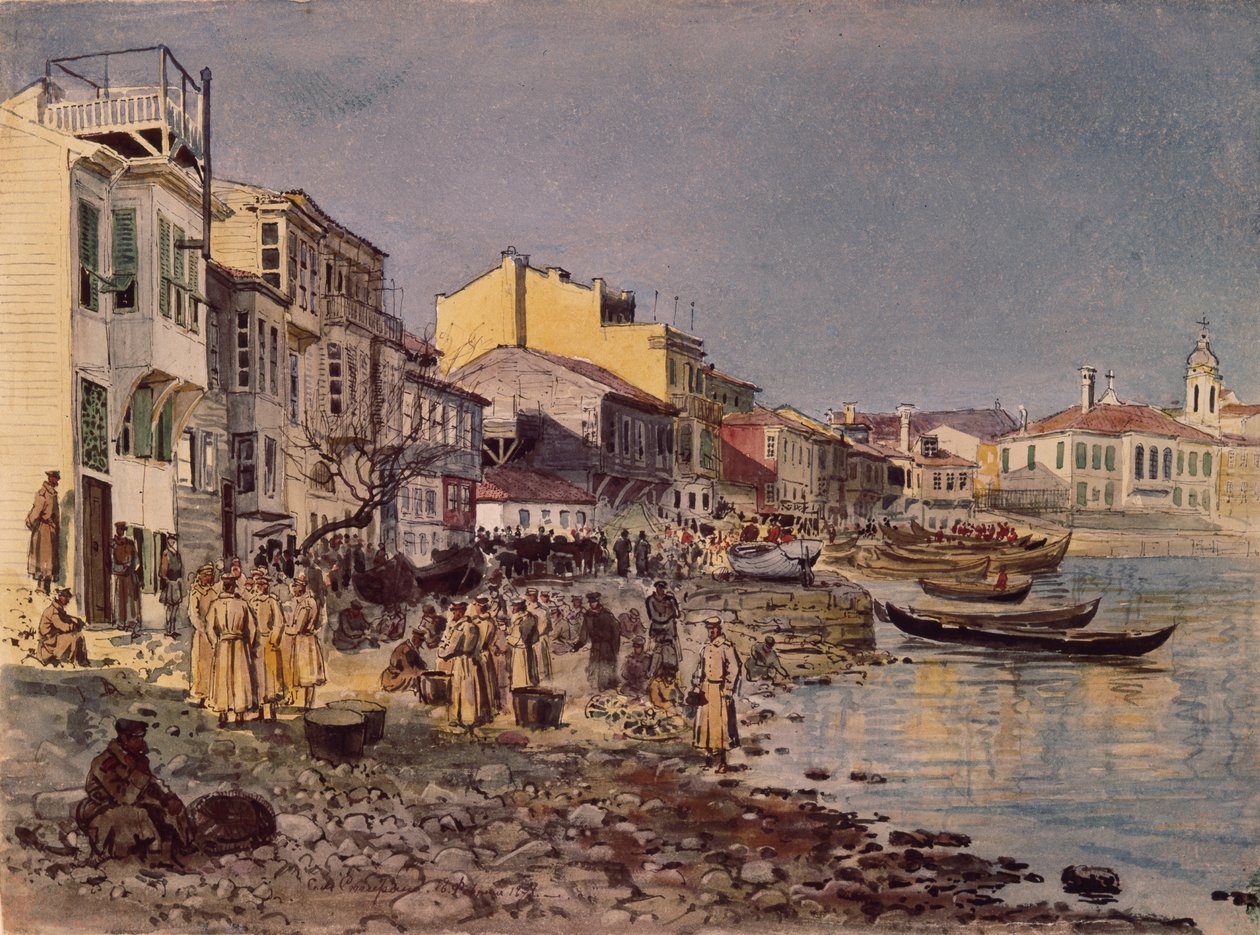 Ruští vojáci na nábřeží v San Stefano, 1878 od Evgeni Kirillovich Makarov