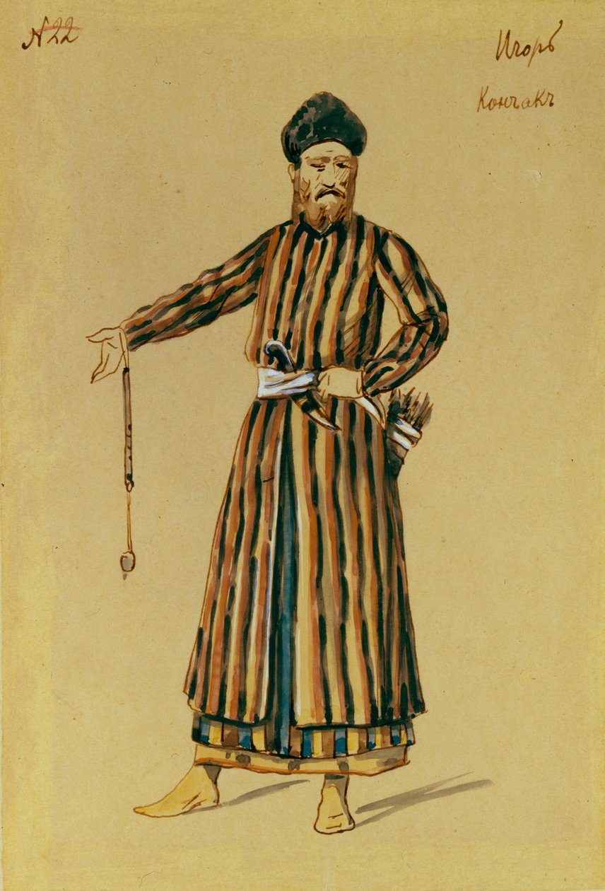 Kostýmní návrh opery Kníže Igor od A. Borodina, 1890 od Evgeni Petrovich Ponomarev