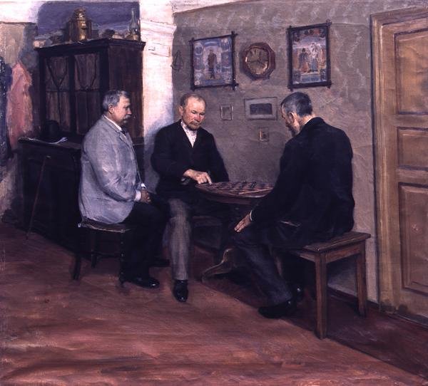 Šachový zápas (olej na plátně) od Evgeniy Iosipovich Bukovetsky