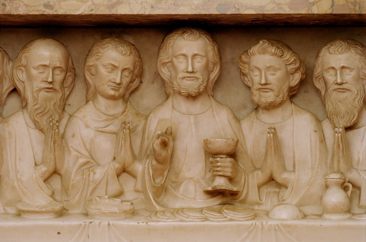 Poslední večeře, detail cca 1340 (viz také 252648) (mramor) od Evrard d