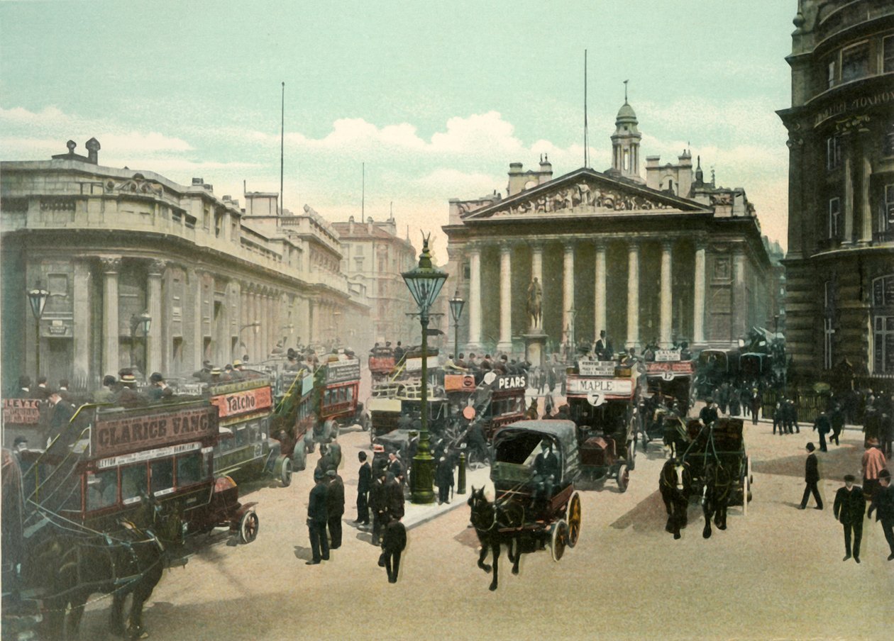 Královská burza a Bank of England, c1900. od Eyre and Spottiswoode