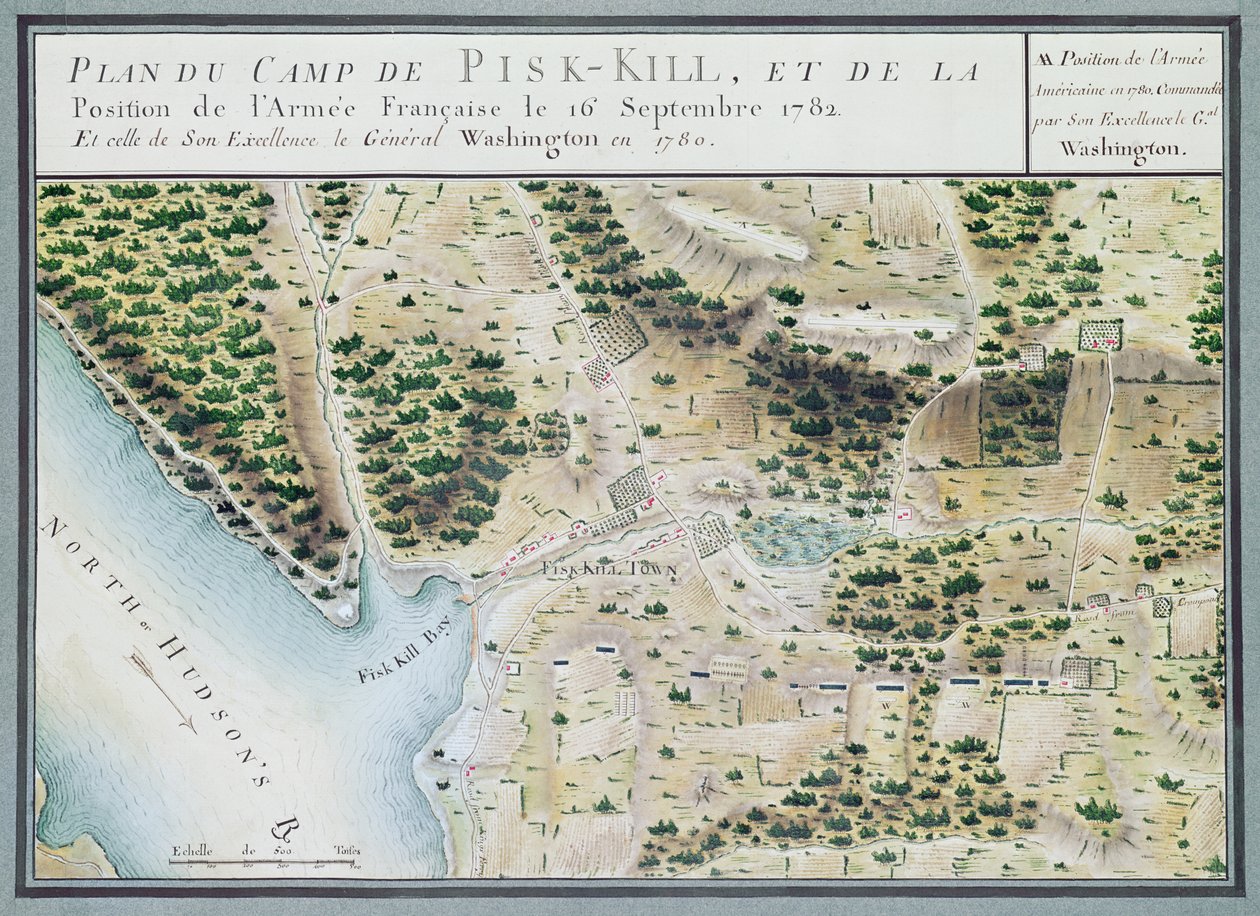 Mapa Fisk-Kill a postavení francouzské armády v roce 1782, z 