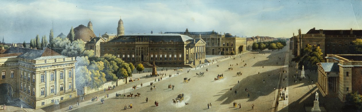 Unter den Linden ze zbrojnice, kolem roku 1855 od F. von Laer