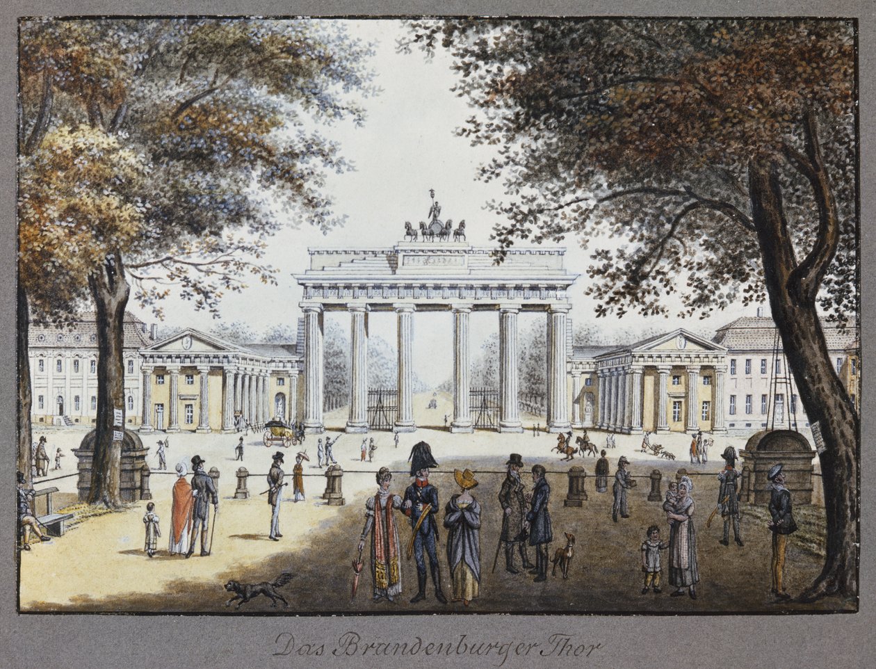 Braniborská brána, Berlín (pero a inkoust a wc na papíře) od F.A. Calau
