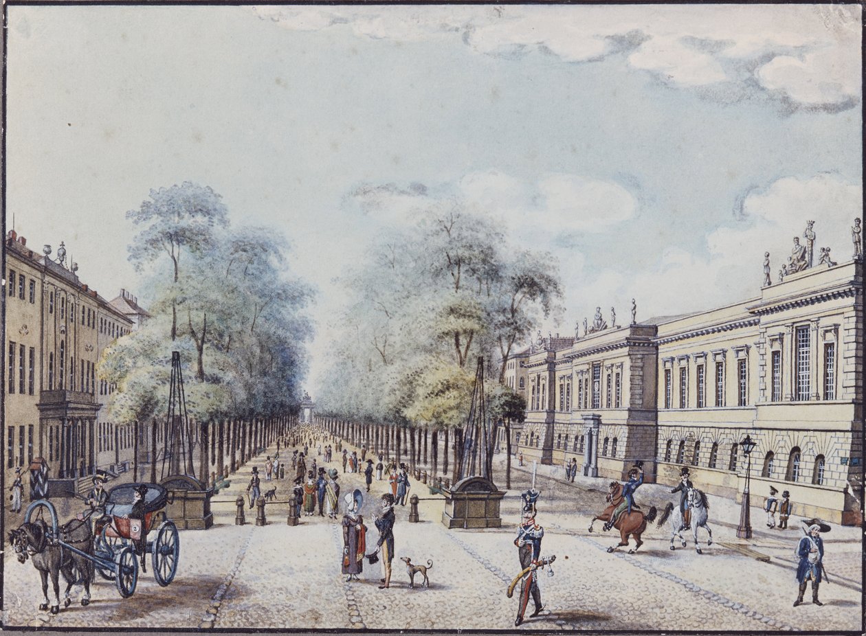 Linden s Akademií, Berlín (pero a inkoust a wc na papíře) od F.A. Calau