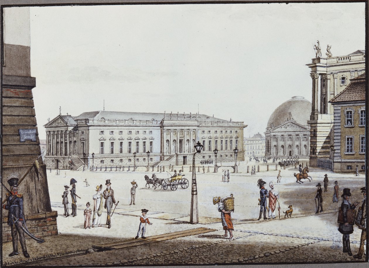 The Opernplatz, Berlin (pero a inkoust a wc na papíře) od F.A. Calau