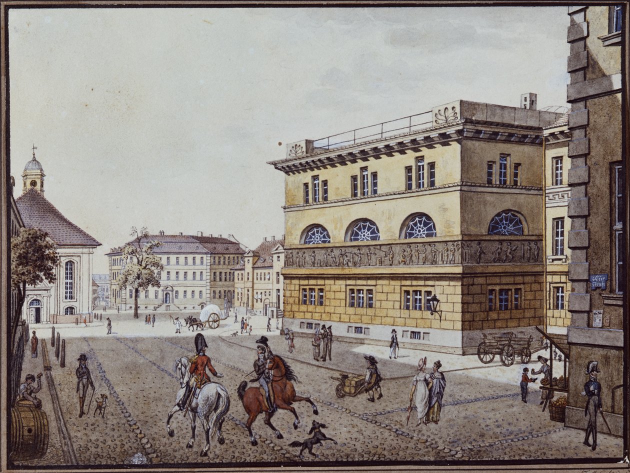Pohled na mincovnu, Berlín (pero a inkoust a wc na papíře) od F.A. Calau