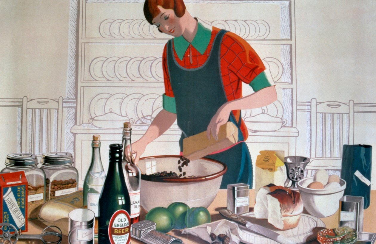 Making the Empire Christmas Pudding, c. Barevná litografie 20. let 20. století od FC Harrison