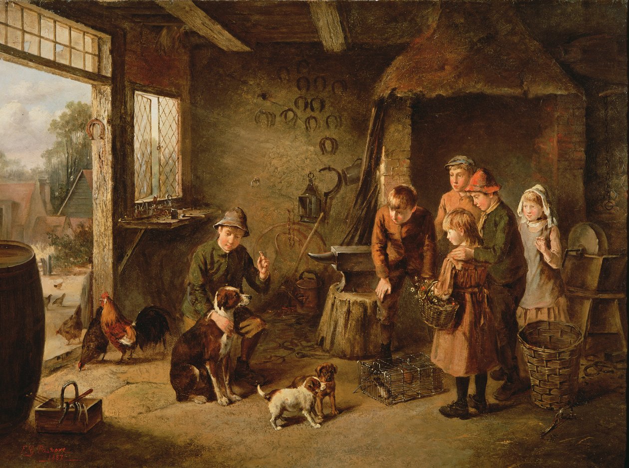 Den v kovárně, 1887 od F.G. Pasmore