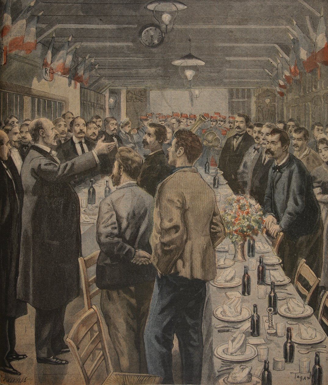 Večeře pro pracovníky Exposition Universelle, 1900, ilustrace z 