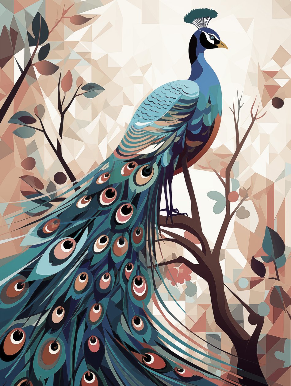 Abstraktní ilustrace ptáka páva, plátno Art Prints, nástěnné dekorace do ložnice od F. Abderrahim